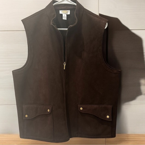 Talbots Brown Suede Vest with Stand-Up Collar - Picture 2 of 6